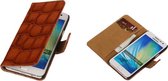 Bruin Croco Samsung Galaxy A3 Hoesje Book/Wallet Case/Cover