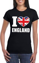 Zwart I love Engeland fan shirt dames XL