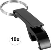 10x Flesopener sleutelhanger - zwart - opener