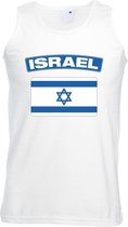 Singlet shirt/ tanktop Israelische vlag wit heren L