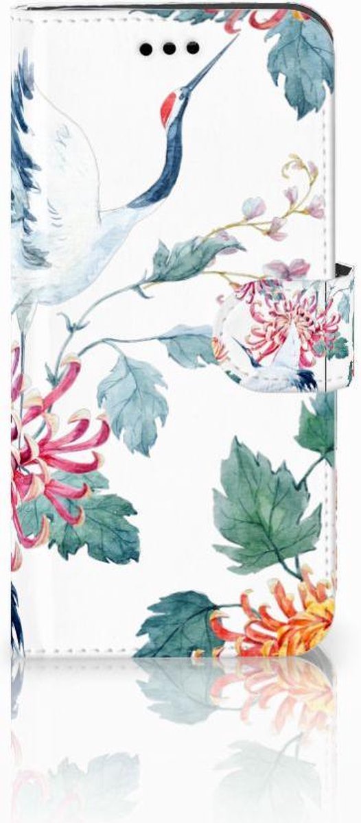 Huawei P10 Lite Telefoonhoesje met Pasjes Bird Flowers
