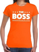 The Boss tekst t-shirt oranje dames - dames shirt The Boss - oranje kleding XS
