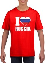 Rood I love Rusland fan shirt kinderen S (122-128)