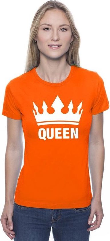 Oranje Koningsdag Queen shirt met kroon dames - Oranje Koningsdag kleding L  | bol.com