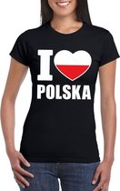 Zwart I love Polen fan shirt dames S