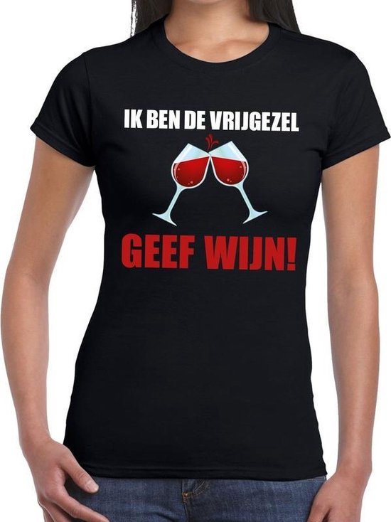 Ik ben de vrijgezel geef wijn! t-shirt zwart dames - feest shirts dames  -... | bol.com