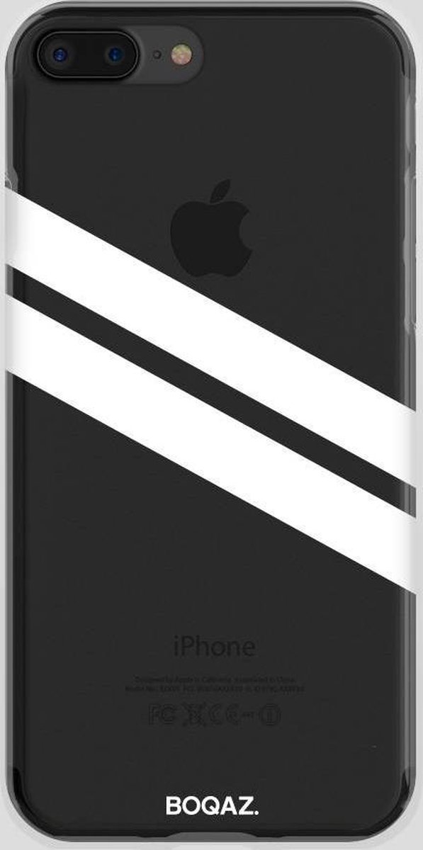 BOQAZ. iPhone 7 Plus hoesje - schuine strepen wit