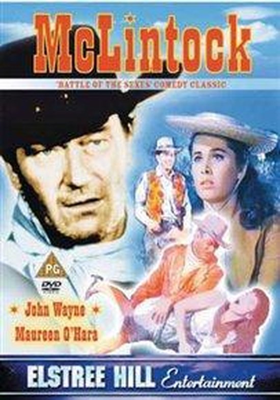 DVD-hoes voor McLintock, met John Wayne en Maureen O'Hara, "BATTLE OF THE SEXES COMEDY CLASSIC".
