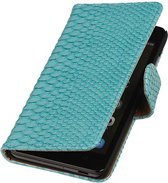 Huawei Honor 4C Snake Slang Booktype Wallet Hoesje Turquoise - Cover Case Hoes