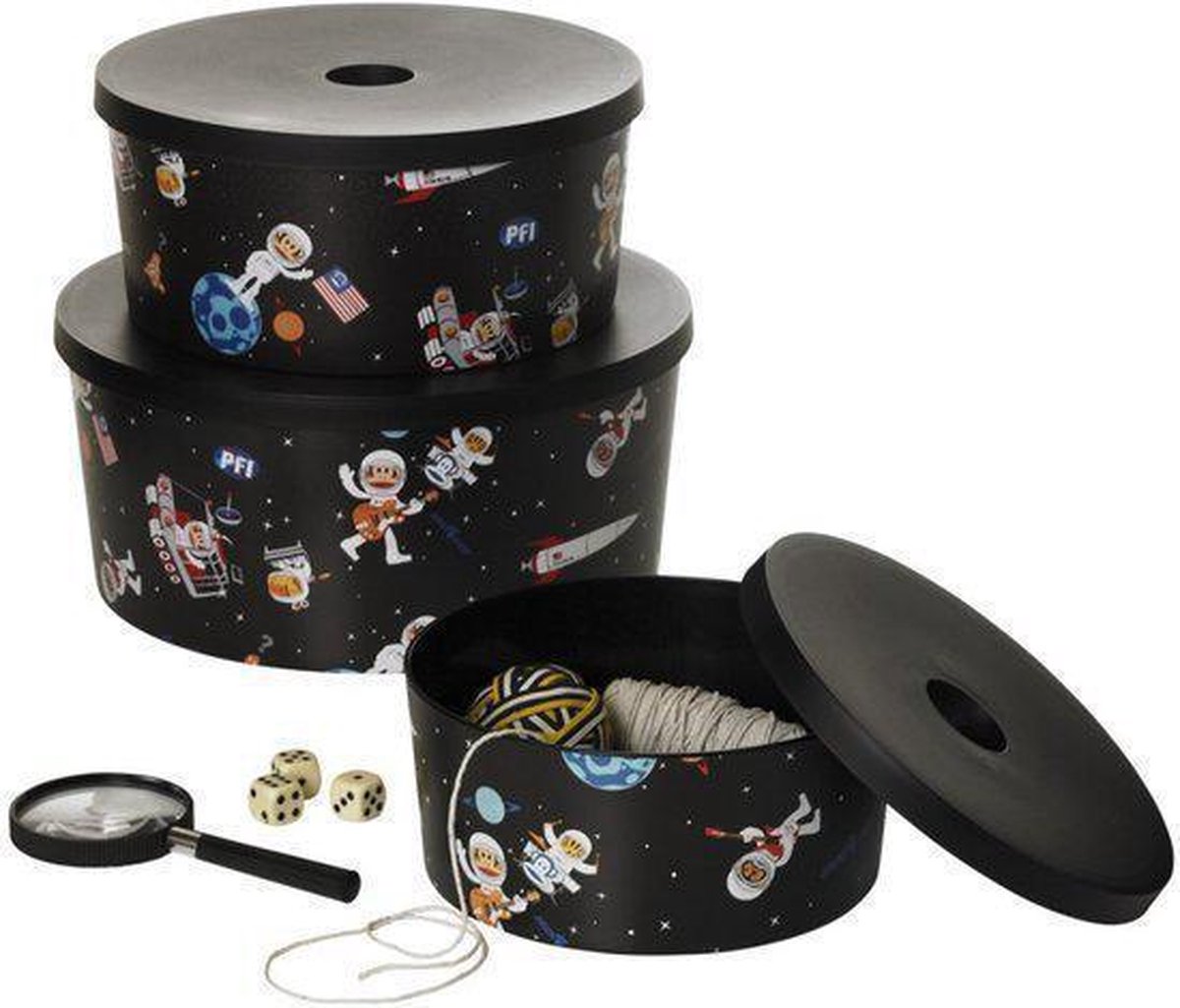 Paul Frank Opbergbox Space - Zwart - Set van 3 stuks