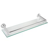 Aquamarin® Glazen legplank voor in de badkamer - set van 1 of 2 stuks, met rail, breedte: 50 cm, wandbevestiging, aluminium en gehard glas, inclusief bevestigingsmateriaal - badkameraccessoires, toilet, opberger voor in de badkamer
