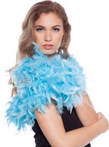 Lichtblauwe verkleed veren boa 180 cm 50 grams - Carnaval accessoires