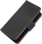 Zwart Ribbel booktype wallet cover hoesje voor Samsung Galaxy S6