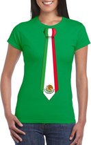 Groen t-shirt met Mexico vlag stropdas dames XS