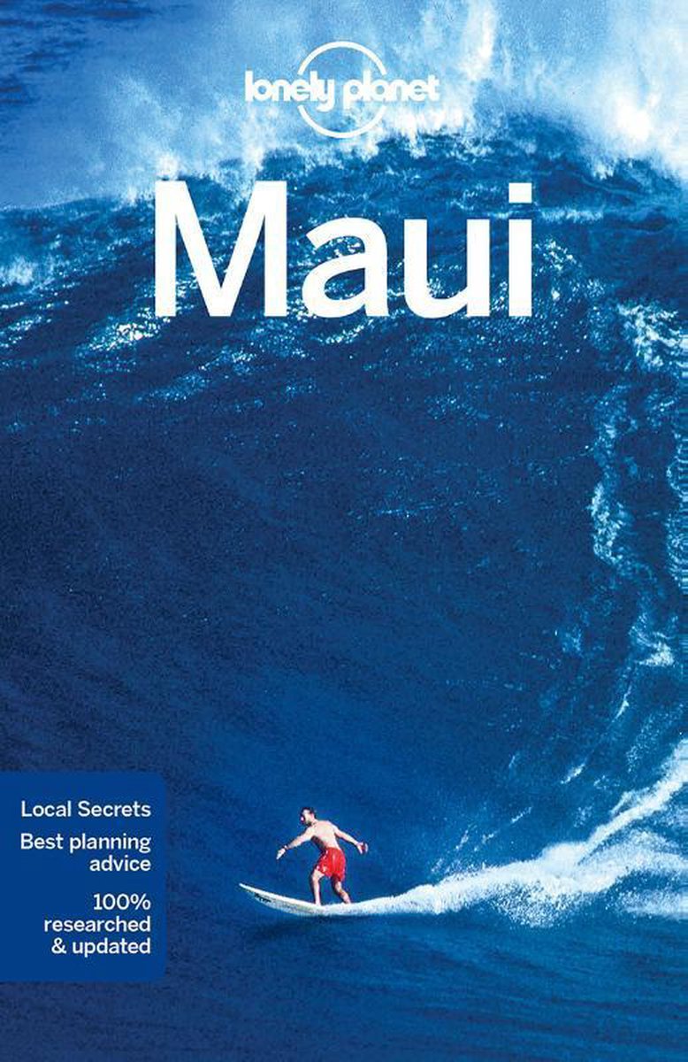 Cover van het boek 'Maui' van Lonely Planet, met een windsurfer op een grote golf.
