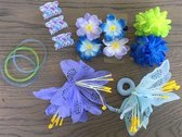 Ensemble de fleurs de bandes en caoutchouc, pinces et bracelets