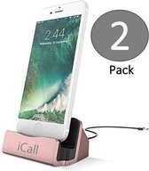 2x Dock Charger Laadstation voor Apple met Lightning Aansluiting Roze / Rosé Goud - Lightning Oplaadstation Dockingstation - voor onder andere Apple iPhone X / 8 (Plus) / 7 (Plus)