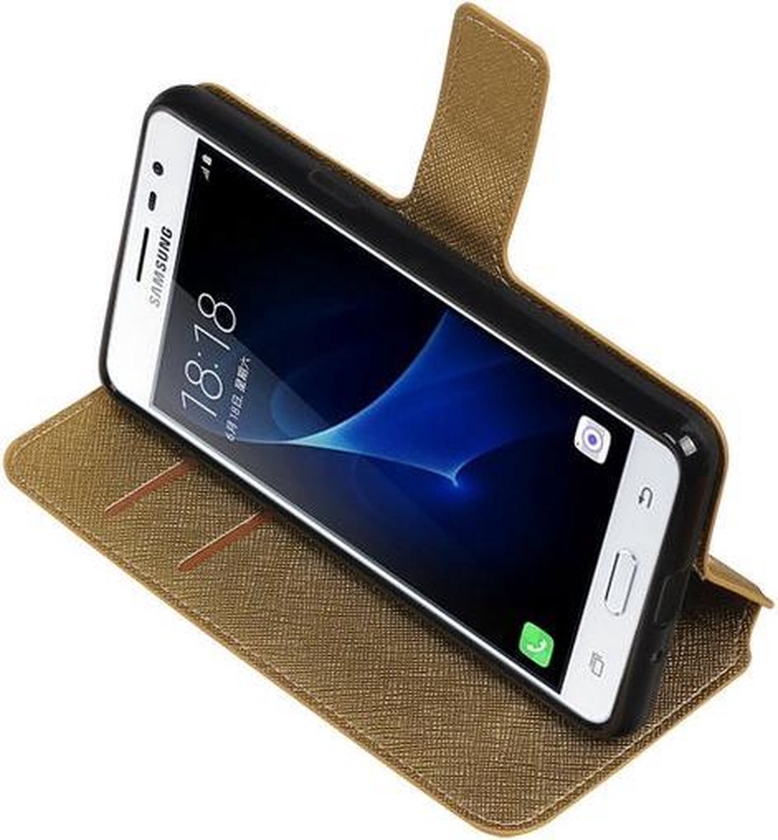 Goud Samsung Galaxy J3 Pro TPU wallet case booktype hoesje HM Book
