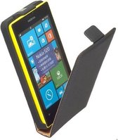 Nokia Lumia 520 Lederlook Flip Case hoesje Zwart