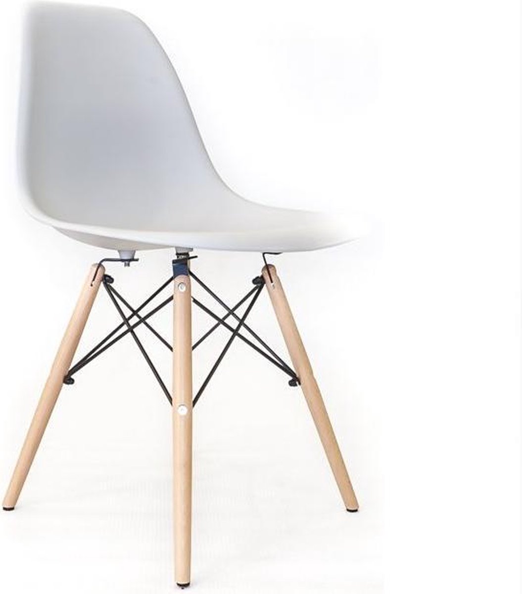 | Designstoel kuipstoel DS Licht Grijs | Set van 4 Charles Eames,eetkamerstoel DD DAW PP licht choco