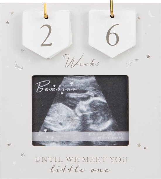 BAMBINO – aftelkalender zwangerschap – echo fotolijst – zwangerschapscadeau – hout