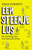 Boekomslag van 'Een steekje los'. Grote letters met de titel, naam auteur Dean Burnett. Geillustreerd met cartoonachtige figuren.