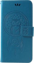 Shop4 - Samsung Galaxy A7 (2018) Hoesje - Wallet Case Dromenvanger Uil Blauw