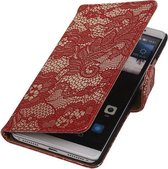 Rood Lace Booktype Huawei Mate S Wallet Cover Hoesje