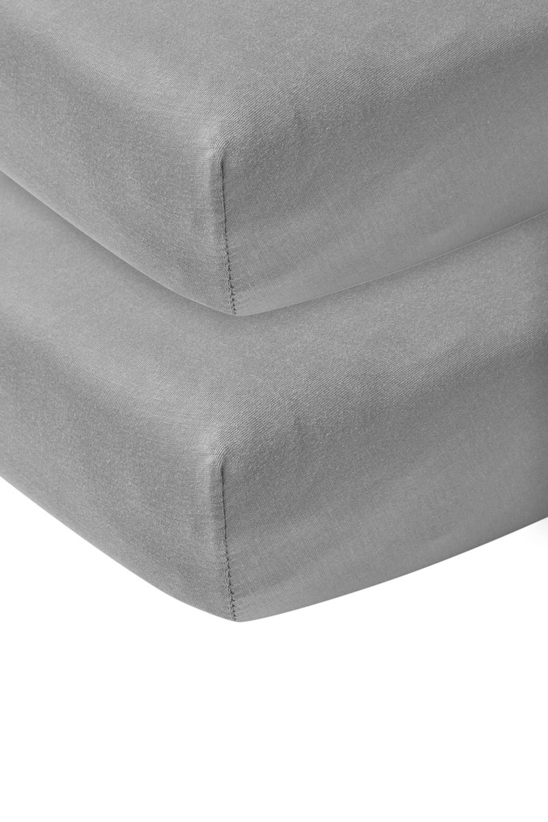 Meyco baby uni hoeslaken wieg - 2-pack - grey - 40x80/90cm