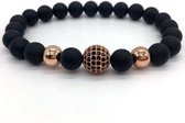 Memphis armband Matte Agaat Zirconia Ball Rose