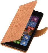 Snake Bookstyle Wallet Case Hoesjes voor Microsoft Lumia 535 Licht Roze