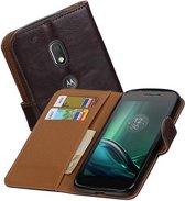Pull Up TPU PU Leder Bookstyle Wallet Case Hoesjes voor Moto G4 Play Mocca