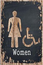 Leuk Ijzeren Bord - Sign - Girl / Women Toilet - Wandbord - Metaal - Quote - Ophangbord