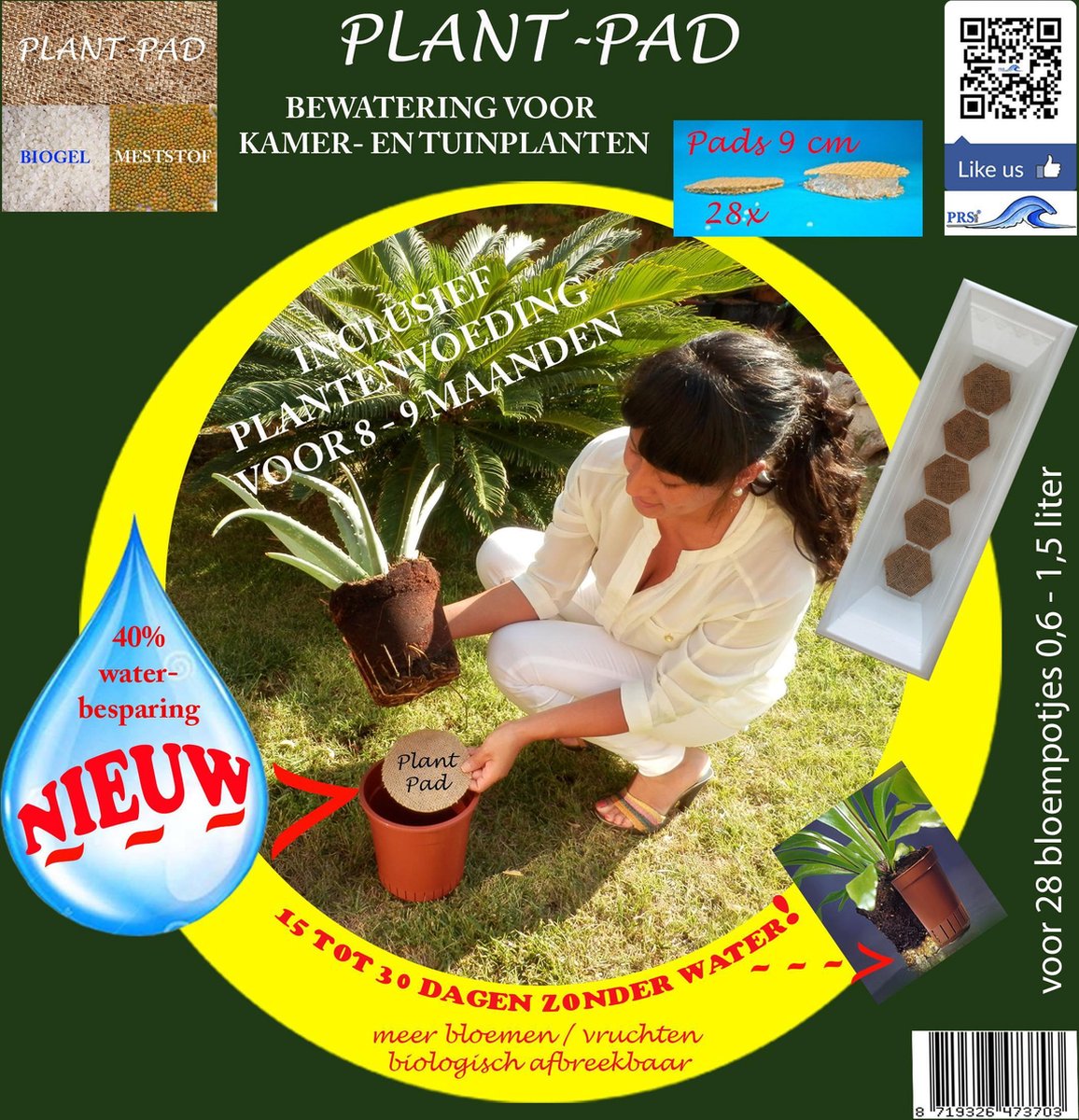 PLANTPAD - Watervasthoudende biogel met plantenvoeding - 28 Plant pads