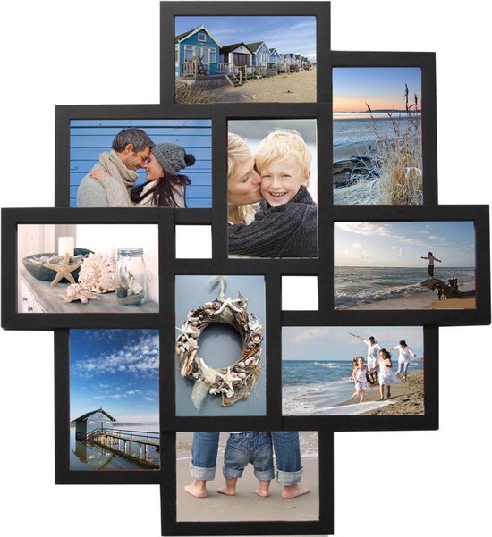Fotolijst - Henzo - Holiday gallery - Collagelijst voor 10 foto's - Fotomaat 10x15 - Zwart