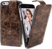 Echt Leer cover - Samsung Galaxy S6 Edge hoesje - Lederen Flip Hoesje Bruin - FlipCase (Vessel Brown)