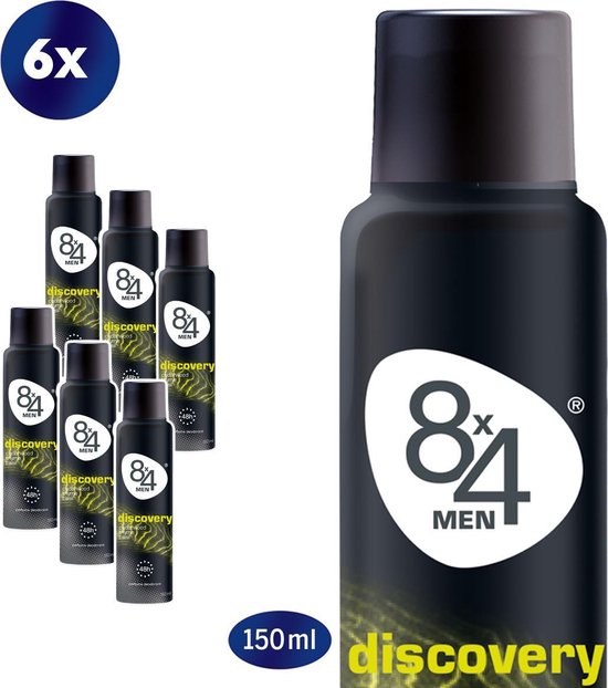 8x4 MEN Discovery Deodorant Spray - 6 x 150 ml - Voordeelverpakking - 8x4