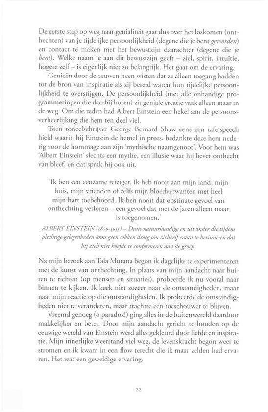 Pagina uit een boek met tekst over genialiteit en Albert Einstein.