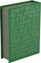 Spaarboekje - 'Een boek vol zilver werk' - Groen - Linnen kaft - Folie opdruk zilver - 9 x 12,5 x 3 cm
