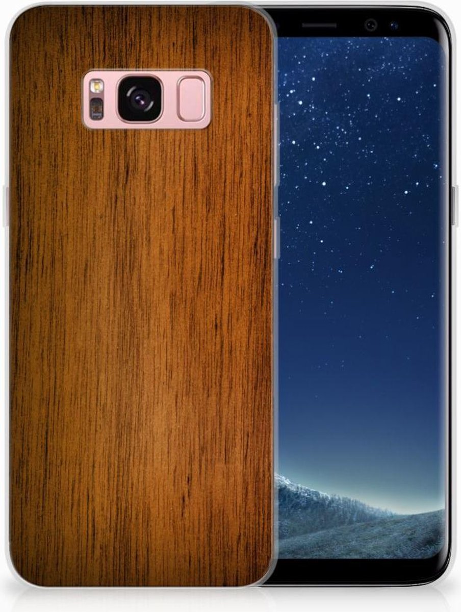 Back Cover voor Samsung Galaxy S8 Bumper Hoesje Donker Hout