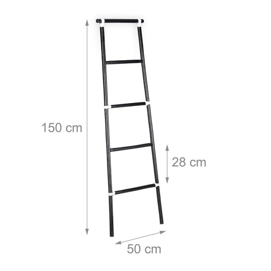 relaxdays handdoekenrek ladder - handdoekladder - houten sierladder -  handdoekhouder zwart | bol.com