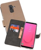 Booktype Telefoonhoesjes - Bookcase Hoesje - Wallet Case - Geschikt voor Samsung Galaxy J8 - Goud