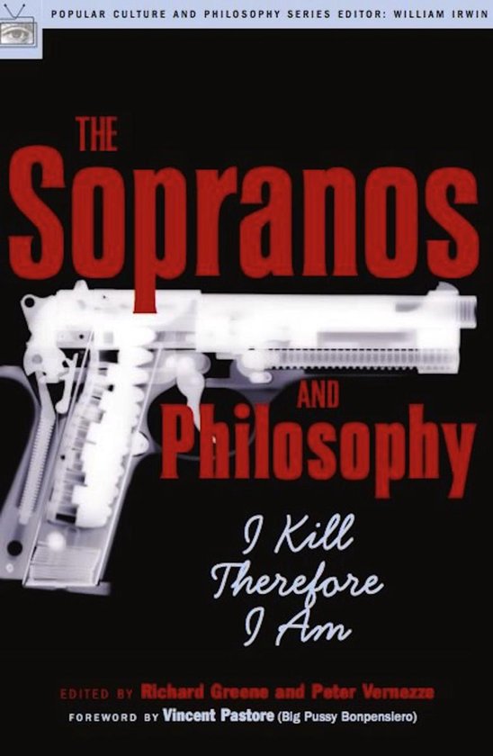 Boekomslag van 'The Sopranos and Philosophy: I Kill Therefore I Am' met een röntgenfoto van een pistool.