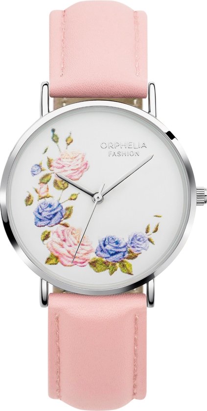 Orphelia Floral OF711815 Horloge - Leer - Roze - Ø 36 mm