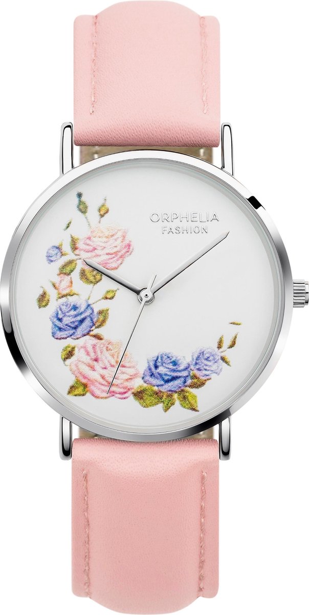 Orphelia Floral OF711815 Horloge - Leer - Roze - Ø 36 mm
