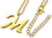 Amanto Ketting Letter M Gold - 316L Staal - Alfabet - 19x18mm - 50cm