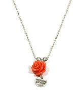 Heaven Eleven ketting rvs ballchain met een peach koraal roosje