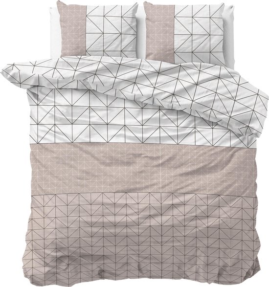 Sleeptime Flanel Gino Dekbedovertrekset - Tweepersoons - 200 x 200/220 + 2 kussenslopen 60x70 - Taupe