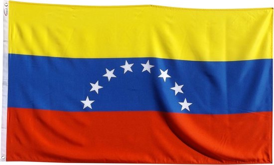 AhfuLife Vlag Van Venezuela - 150 X 90 Cm - Polyester - Dubbelzijdig - Met Messing Oogjes - Voor Feest, Nationale Feestdag, Cultuur & Tuin