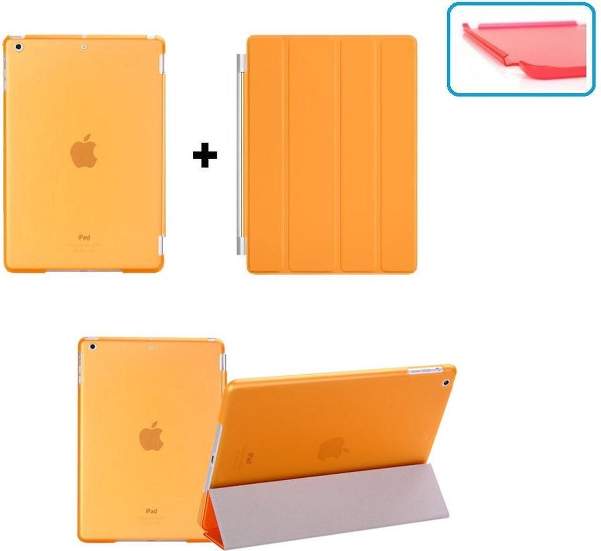 Apple iPad 2, 3, 4 Smart Cover Hoes - inclusief achterkant - Oranje